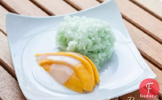 Arroz Pegajoso Verde Tailandés Con Mango