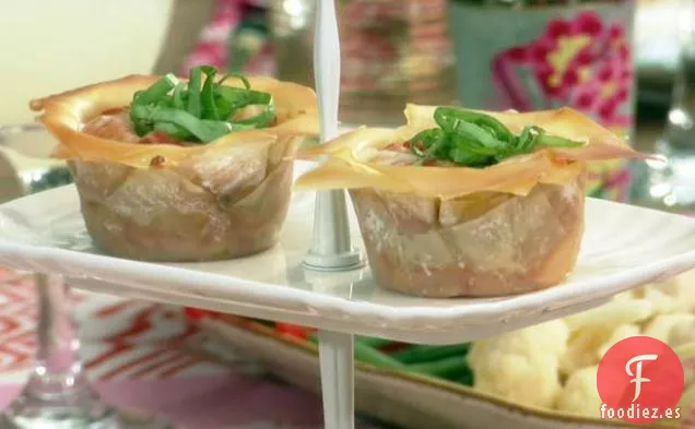 Magdalenas de Lasaña con Salchicha y Chutney de Mango