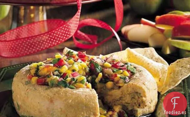 Chile Verde Ahumado con Queso Cheddar con Salsa de Aguacate y Mango