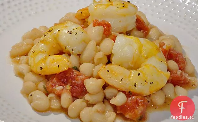 Camarones Asados Con Frijoles Toscanos
