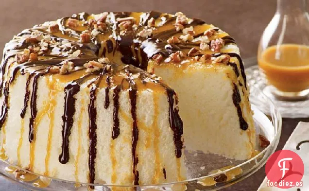 Pastel de Ángel con Caramelo y Chocolate
