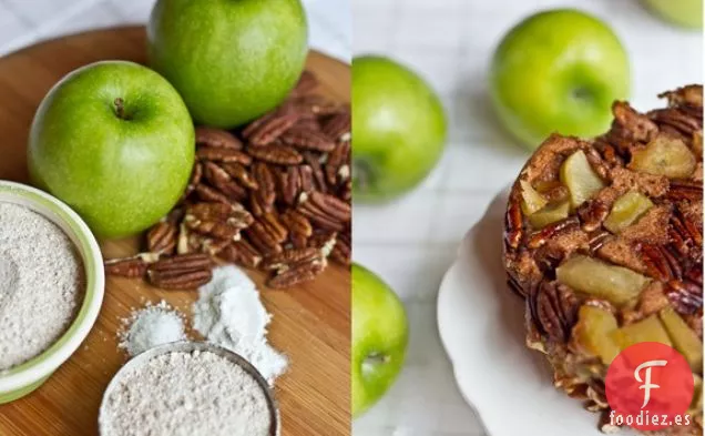 Pastel de Desayuno De Nuez de Manzana Invertida De 3 Capas