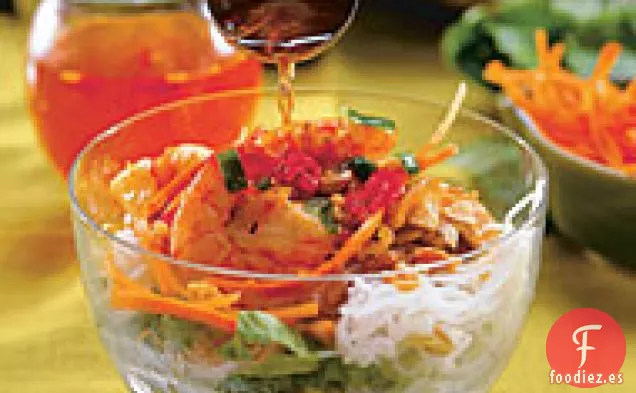 Ensalada Vietnamita de Fideos con Camarones de Hierba de Limón