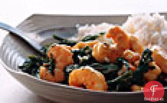 Camarones Wok Picantes con Arroz de Coco
