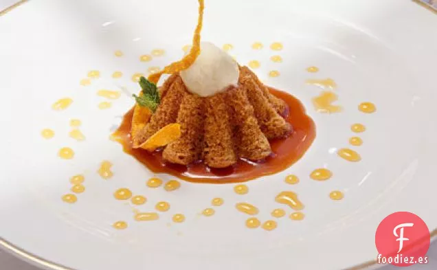 Pastel de Zanahoria con Sirope de Madeira y Helado de Vainilla