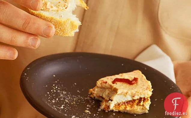 Tarta de Queso con Pesto de Pimienta Asada