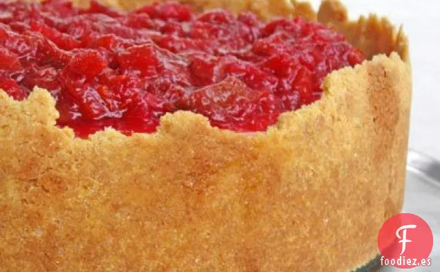 Tarta De Queso De Mascarpone De Ricotta Con Compãte De Ruibarbo Perfumado De Naranja