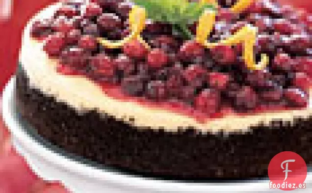 Tarta De Queso De Arándano y naranja Con Corteza De Chocolate