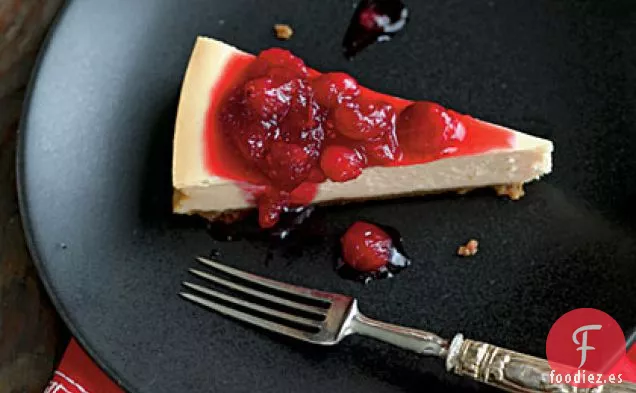 Tarta de Queso de Azúcar Morena con Compota de Arándanos