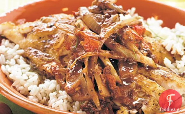 Pargo Cocido en Sartén con cobertura de Hinojo y Aceituna