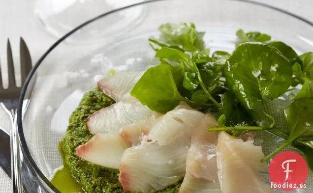 Crudo de Pargo Rojo con Pesto de Berros