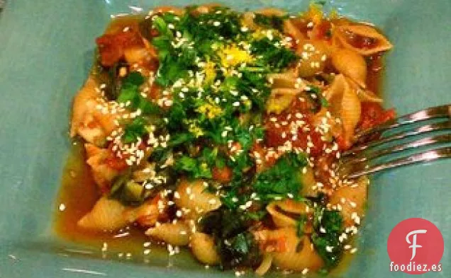 Pasta de Pescado con Especias de Za'atar con Espinacas