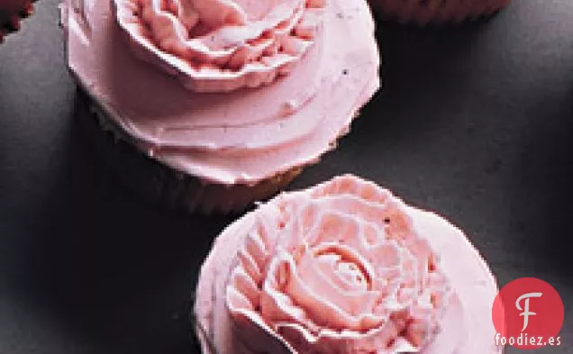 Cupcakes de rosas rosadas