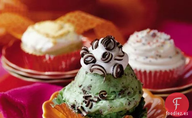 Cupcakes Helados con Chispas de Chocolate y Menta