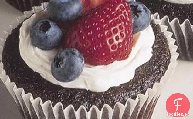 Cupcakes de Chocolate Rojo, Blanco y Azul