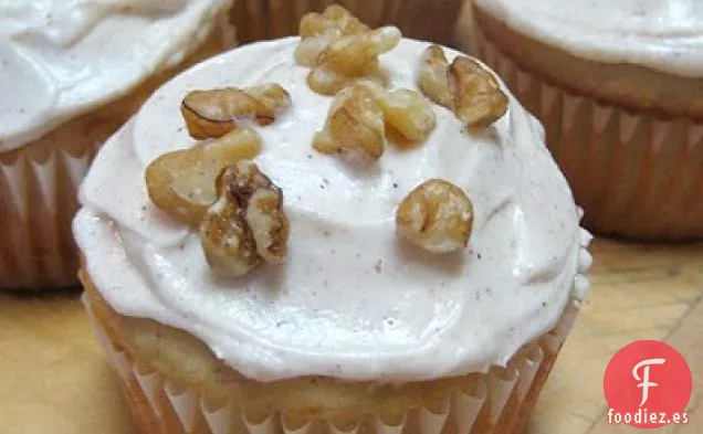 Cupcakes De Plátano Con Glaseado De Canela y vainilla