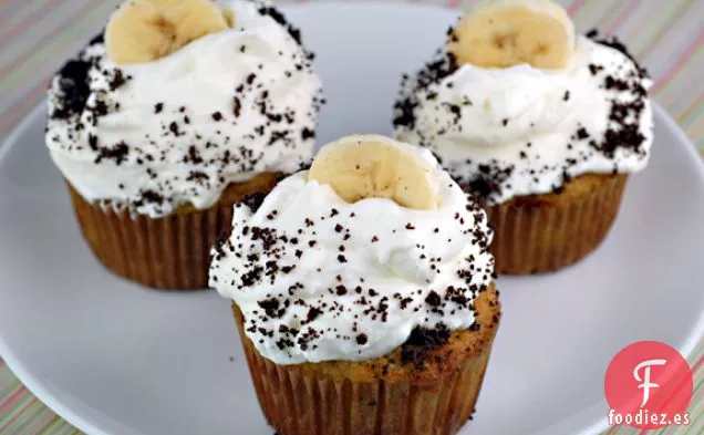 Cupcakes de Pastel de Crema de Plátano