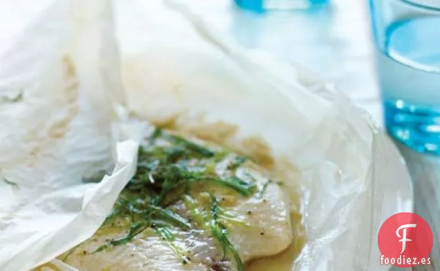 Cebolla Verde y Pergamino de Sésamo-Pescado al horno