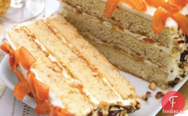 Pastel Crujiente de Avellanas con Kumquats Melosos