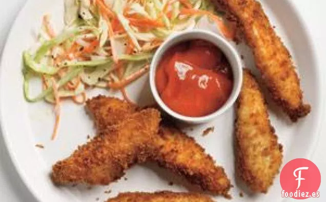 Palitos De Pescado Crujientes Con Ensalada De Col