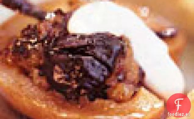 Membrillos y Ciruelas Pasas con Brioche Caramelizado