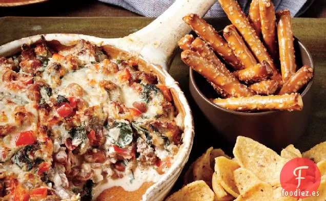 Salsa de Salchichas, Frijoles y Espinacas