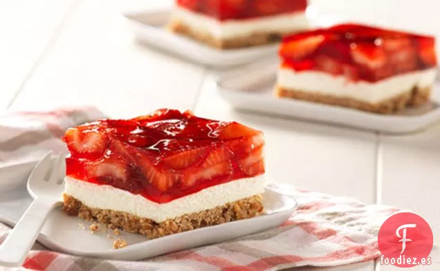 Cuadrados de Postre de Pretzel de Fresa