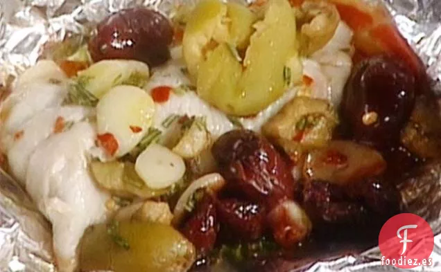 Trucha Asada con Aceitunas Negras y Verdes: Trota Arrosto con Olive Nere e Verdi
