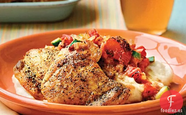 Muslos De Pollo Con Salsa De Tomate Gruesa