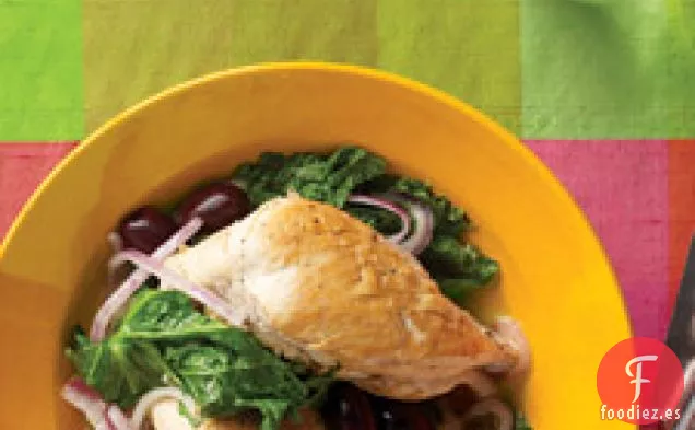 Pollo Con Hojas De Mostaza, Aceitunas Y Limón