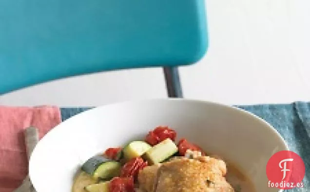 Pollo Mediterráneo Estofado Con Polenta