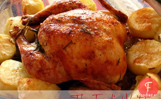 Pollo Crujiente Con Patatas Al Romero