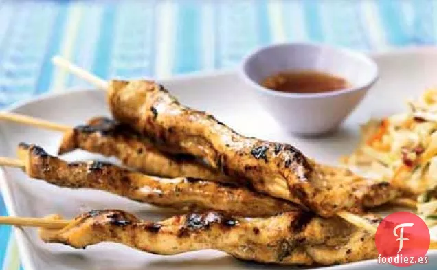 Sate de Pollo con Salsa Ponzu