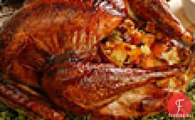 Pavo Asado Clásico con Relleno de Hierbas y Salsa Antigua