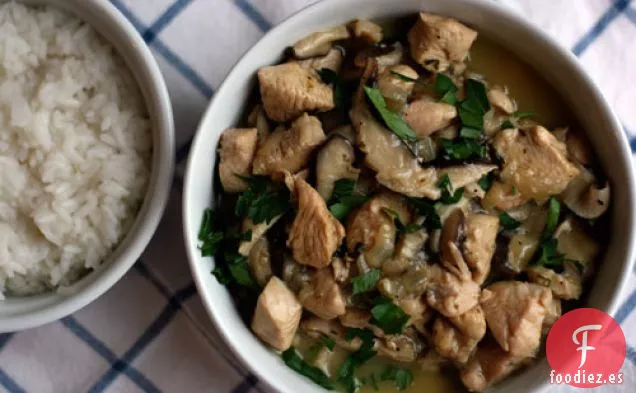 Cena de esta noche: Fricasé de Pavo con Champiñones