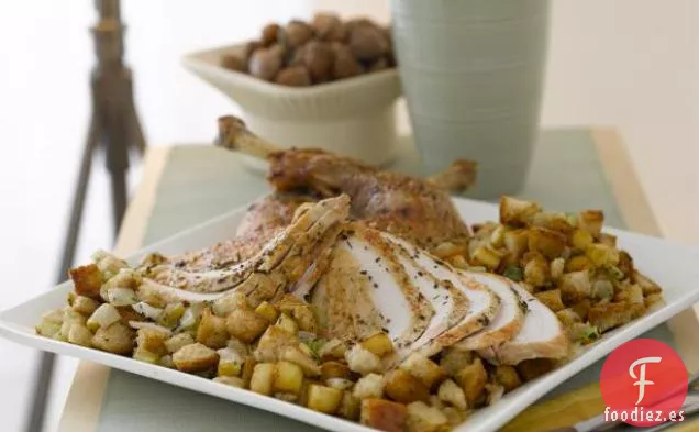 Pavo Asado con Relleno de Pan de Masa Madre de Manzana