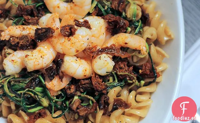 Gambas, Calabacines Y Tomates Secos Fusilli