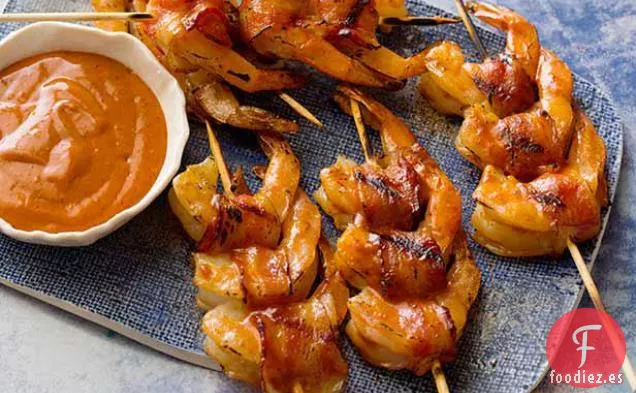 Gambas Envueltas en Tocino con Salsa de barbacoa Chipotle