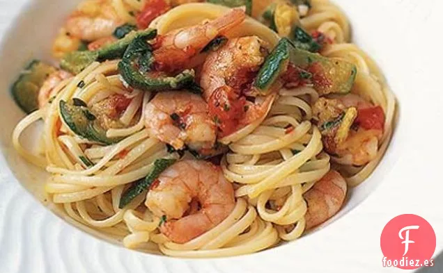 Linguini de Gambas y Calabacines