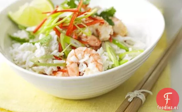 Ensalada de Gambas de Coco y Arroz