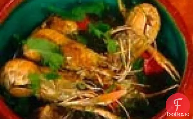 Gambas con Ajo, Chiles y Menta: Gambas con Aglio, Peperoni e Nepitella