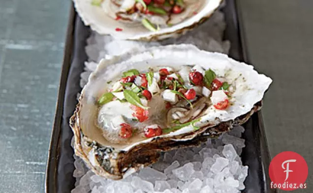 Ostras con Mignonette de Pimienta Rosa