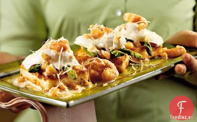 Huevos Benedict de Camarones y Sémola