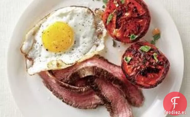 Receta De Carne Y Huevos Con Tomates Chamuscados