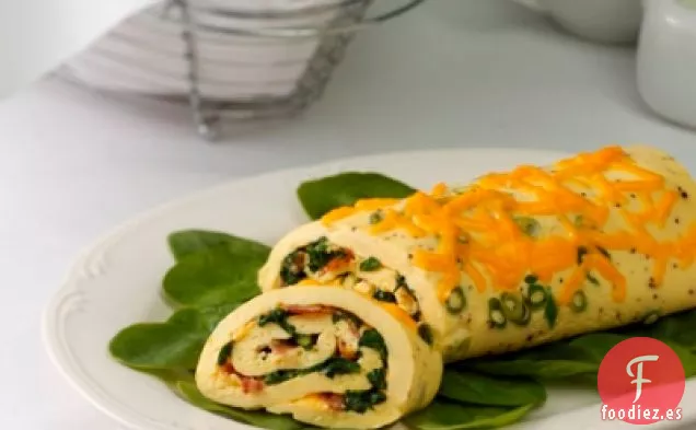 Tortilla de queso cheddar y espinacas