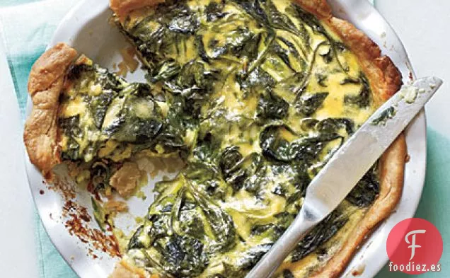 Espinacas, Cebolla Verde y Quiche Gouda Ahumado