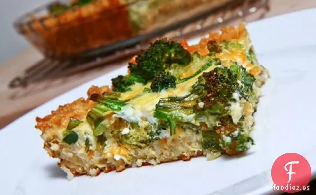 Quiche de Brócoli y Queso Cheddar con una corteza de Arroz Integral