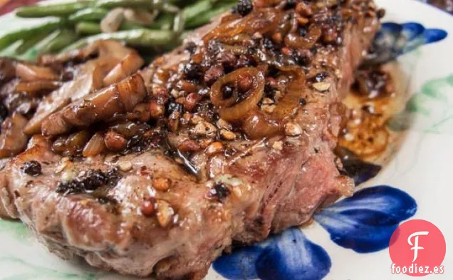 Filete Al Poivre Con Champiñones Porta Bella Salteados
