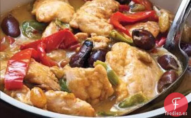 Estofado De Pollo Y Pimienta Con Aceitunas Receta