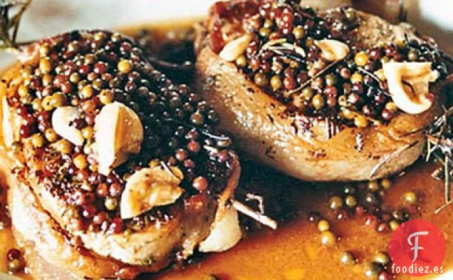 Chuletas de Cerdo a Fuego Lento con Salsa de Pimienta Verde